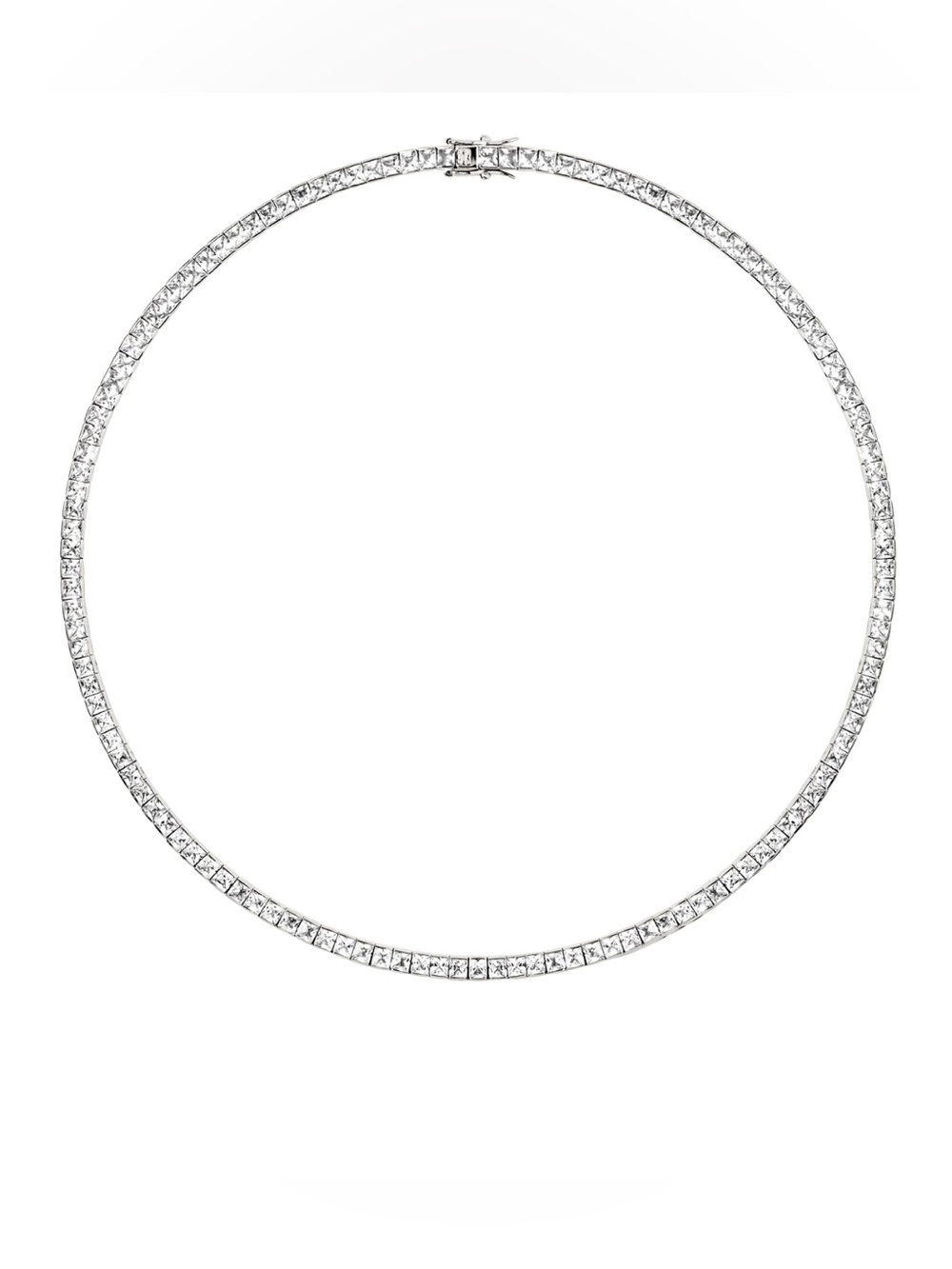 Dorsey Princess-Cut Rivière Necklace in Lab White Sapphire